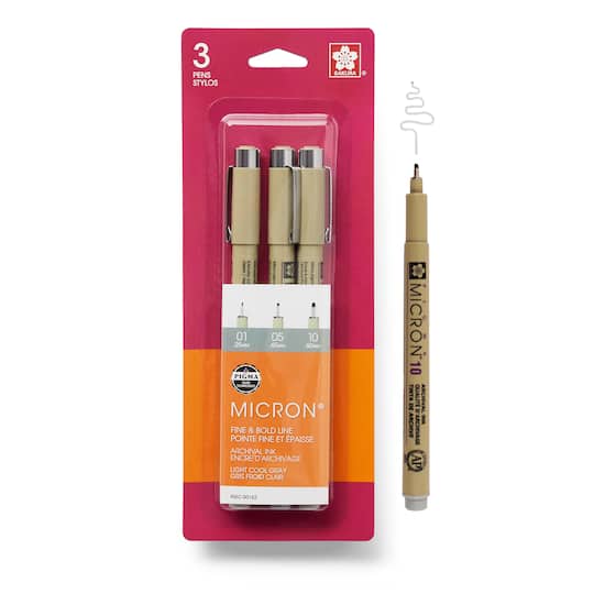Micron&#xAE; Fine &#x26; Bold Line Light Cool Gray Pen Set